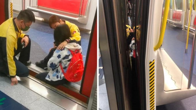 一名少女在南昌站誤踩進列車與月台間的空隙，需由消防救出。香港突發事故報料區facebook圖片