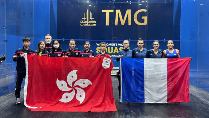 港隊於團體世錦賽擊敗法國，以第五名完成賽事。香港壁球總會圖片