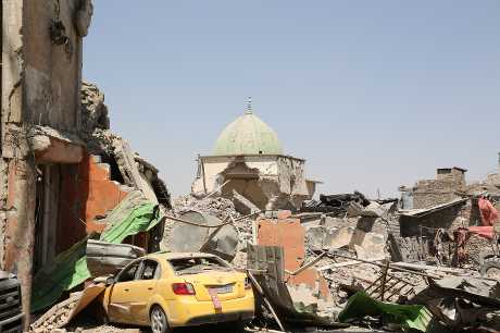 伊拉克今天收复摩苏尔地标努尔大清真寺。新华社