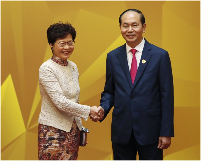 林郑月娥与越南国家主席陈大光。AP