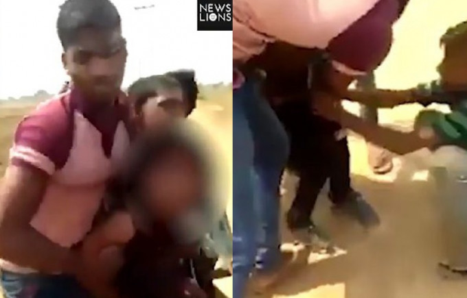 6名少年包圍一名少女，除了肆意對她摸手摸腳，還企圖扯下她的衣服。