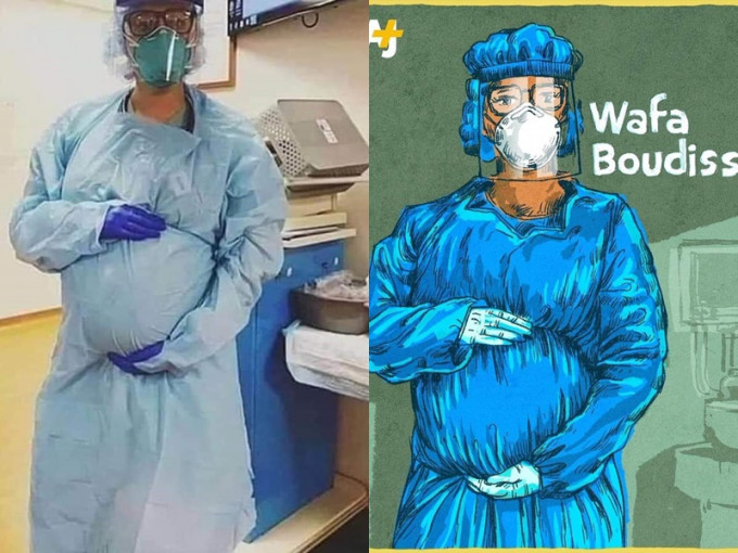 28歲的女醫生Wafa染上新冠肺炎病逝，其腹中胎兒亦未能存活。網圖