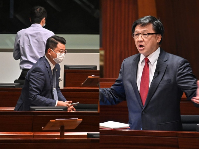 何君尧(右)批评泛民议员，惹尹兆坚(左)不满。