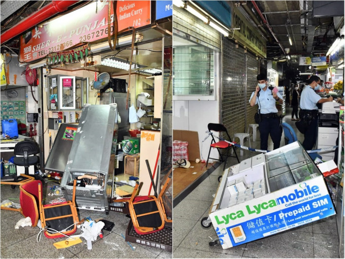 重慶大廈一日內有2間店鋪遭到惡意破壞。徐裕民攝