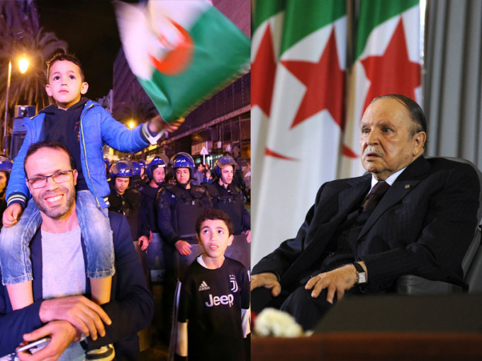 北非國家阿爾及利亞總統布特弗利卡宣布辭職，結束對當地超過20年的管治，大批民眾上街慶祝。AP