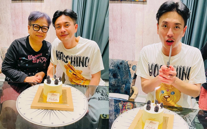 今日是黃宗澤的40歲生日，出名孝順的Bosco留在家中與媽媽切蛋糕慶祝。