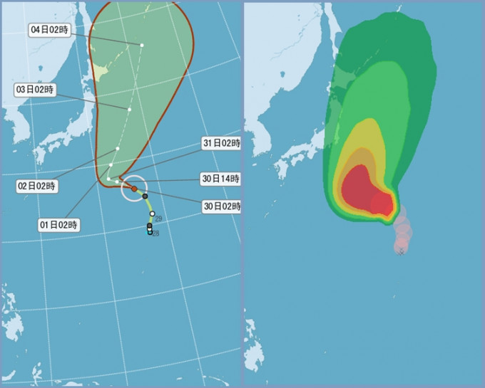 台风路径预测。台湾中央气象局图片