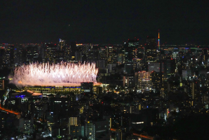 東京奧運開幕禮在新國立競技場舉行。AP圖片