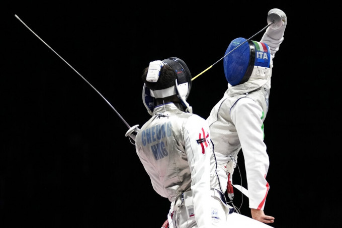 奧運男子花劍個人賽，港隊張家朗奪金。AP圖片