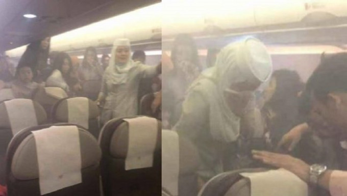 汶莱客机有乘客的充电装置冒烟起火。网上图片