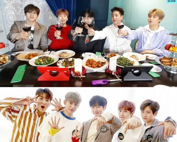 B1A4于直播向粉丝举杯庆祝出道7周年。