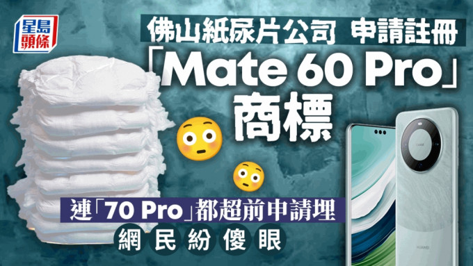 佛山纸尿裤公司抢注「Mate 60 Pro」商标