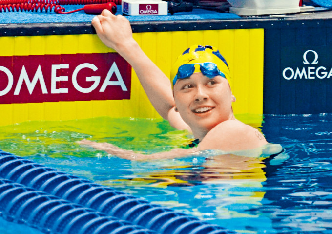 ■诗蓓的200米自由泳成绩，比亚洲纪录快百分之四一秒。