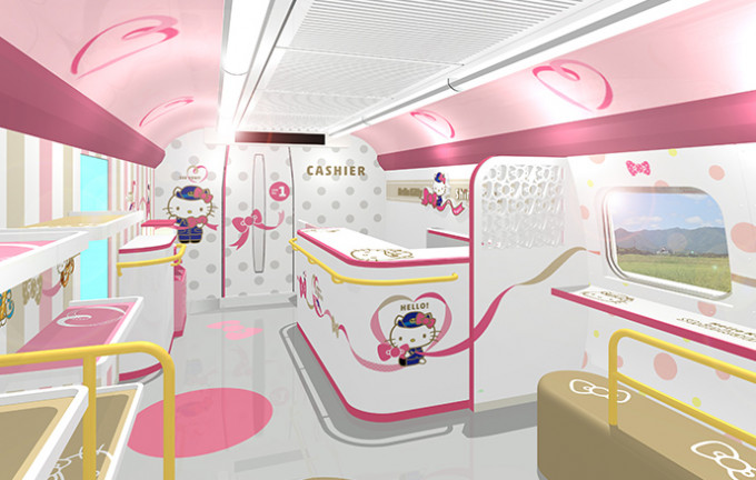 新幹線Hello Kitty列車 一號車廂構想圖。網圖