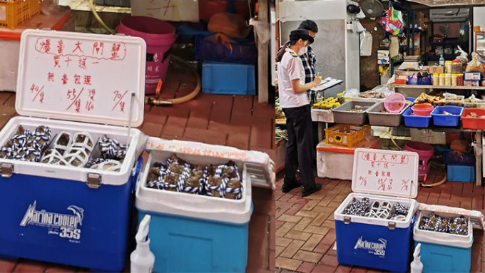 食環署於荃灣採取突擊行動，巡查二陂坊一帶的雜貨店，打擊非法銷售大閘蟹。