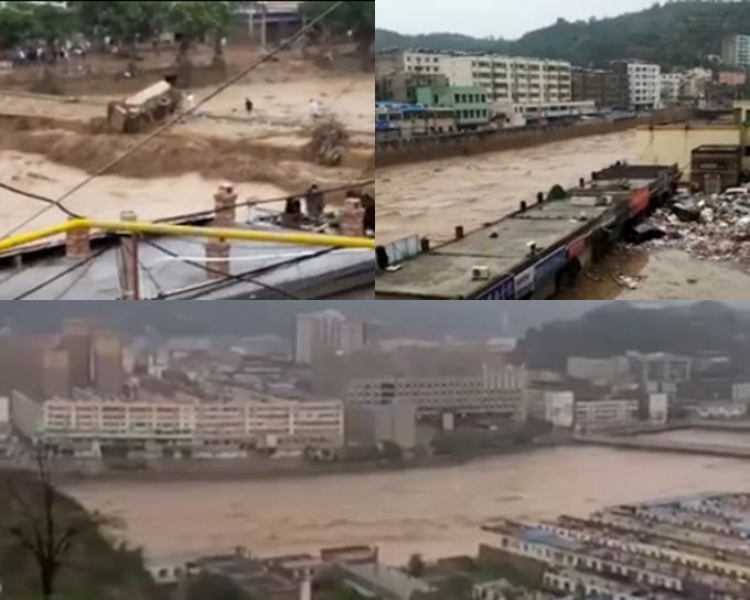 陕西暴雨，绥德县成泽国。