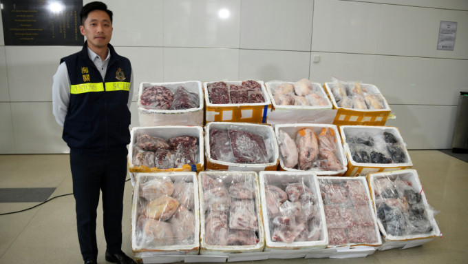 香港内地海关联手打击走私冻肉 检1200公斤货拘5人
