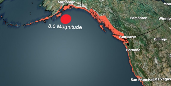美国及加拿大西岸发出海啸警告。网上图片