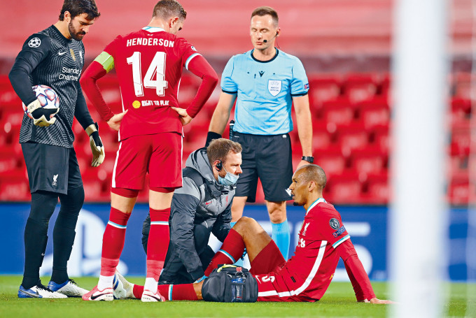 ■泰华利斯法宾奴因大腿肌肉受伤缺阵，影响了利物浦的部署。