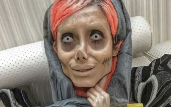 傳扮喪屍版安祖蓮娜聞名的伊朗網紅獄中染疫，獄方否認消息。網圖