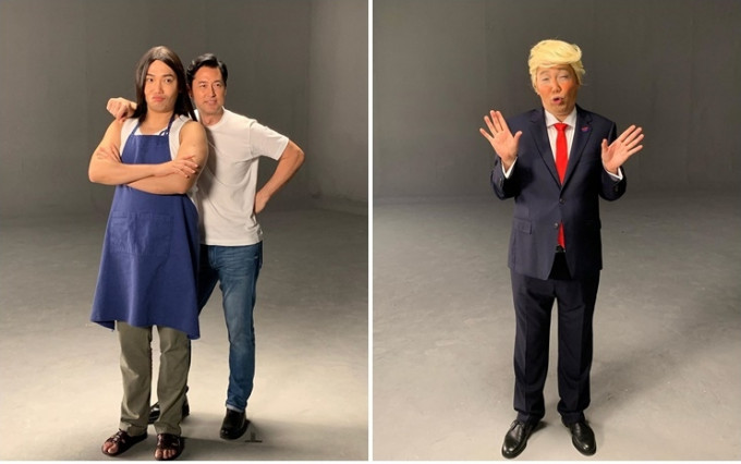 阿东和王敏德合拍广告，他整了长发Look又恶搞特朗普。