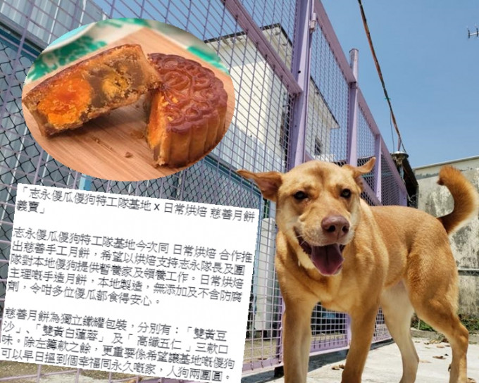 狗隻團體與烘焙店合作推出慈善義賣月餅，希望「人狗兩團圓」。fb圖
