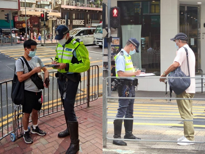 警方港島區打擊行人亂過馬路，單日發出74張傳票。警方圖片