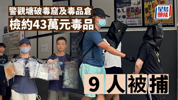 警观塘破毒窟及毒品仓  检约43万元毒品拘9人