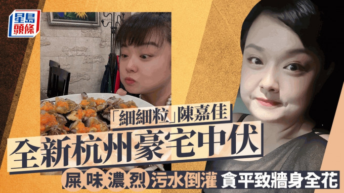 「细细粒」陈嘉佳进驻全新杭州豪宅中伏！屎味浓烈污水倒灌 贪平致墙身全花