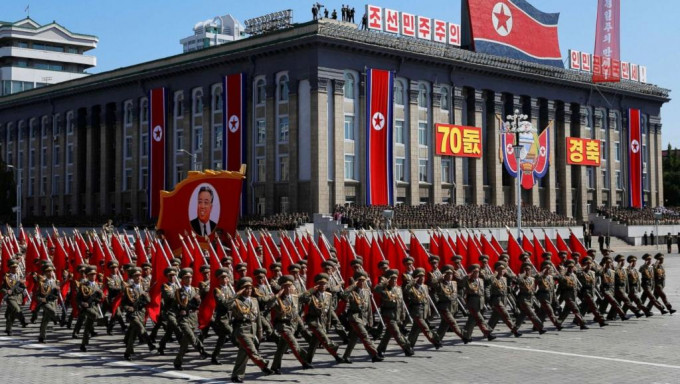 2018年北韓建國70周年的閱兵儀式。路透社資料圖片