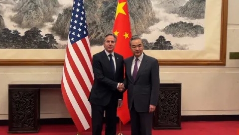 王毅和布林肯今晨在北京会谈。