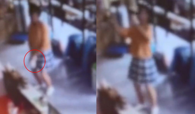 長沙一名女童被拍攝到多次抛摔小貓。網圖