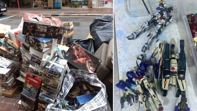 土瓜湾街头突然出现大批弃置模型盒，引起讨论。网图