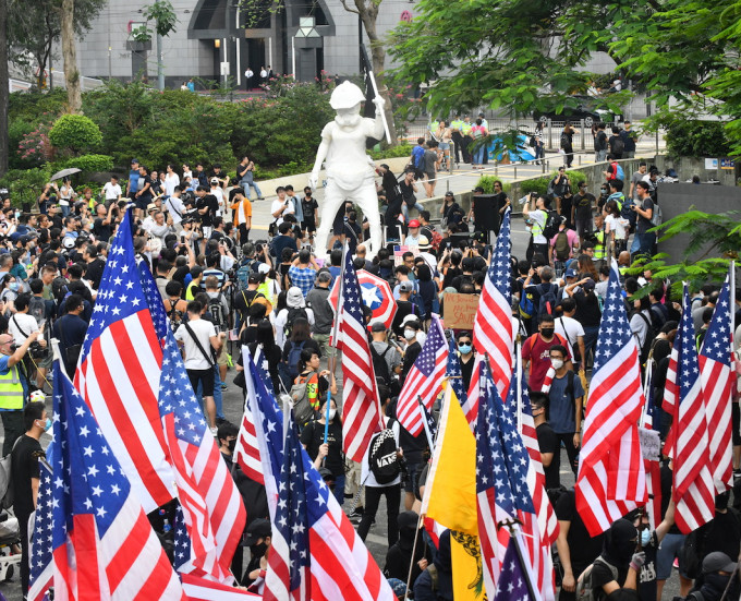 早前有網民發起集會促請美國國會通過《香港人權及民主法案》。資料圖片