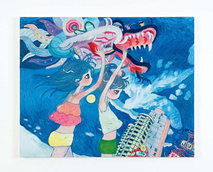 《april, dragon dance, look, there are mysterious clouds》（2021年，布面油畫，80×100cm；〇2021 Aya Takano/Kaikai Kiki Co., Ltd. All Rights Reserved.）
　　