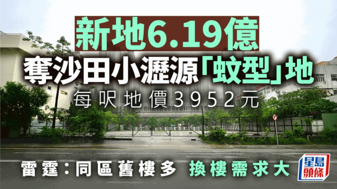 新地6.19亿夺沙田小沥源「蚊型」地 每尺地价3952元 雷霆看好同区换楼需求大