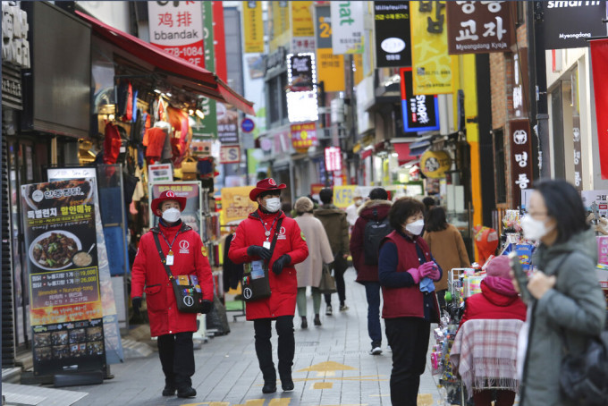 南韩新增583宗确诊。AP资料图片