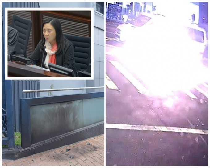 葛珮帆(小圖)批評汽油彈襲警是公然挑釁香港法治社會。資料圖片