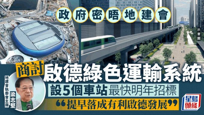 政府密晤地建會 商討啟德綠色運輸系統 設5個車站 最快明年招標  梁志堅：提早落成有利發展