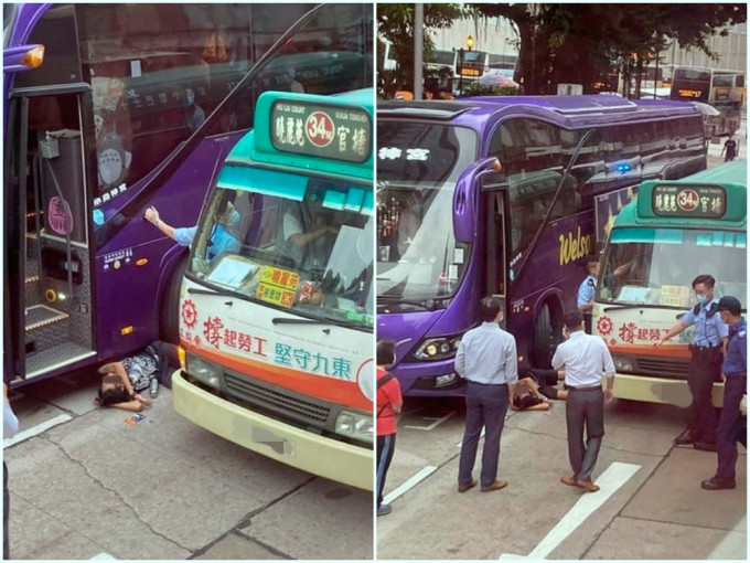 其中1人昏迷倒地。馬路的事 (即時交通資訊台)FB圖片/網民Tat Tat Chan攝