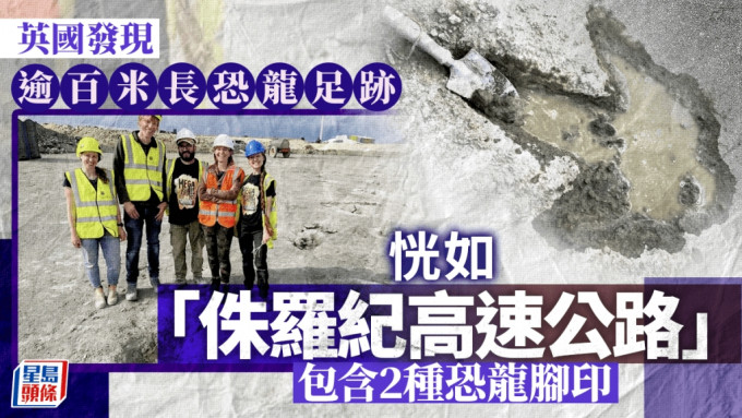 侏羅紀高速公路｜英國發現逾百米長恐龍足跡　兩種腳印交叉