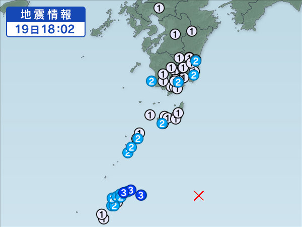 日本鹿兒島對開海域發生地震。網上圖片
