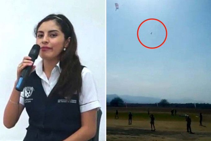 墨西哥一名女子跳伞庆祝18岁生日，但降落伞没有打开，与教练双双直接坠落地面身亡。(网图)