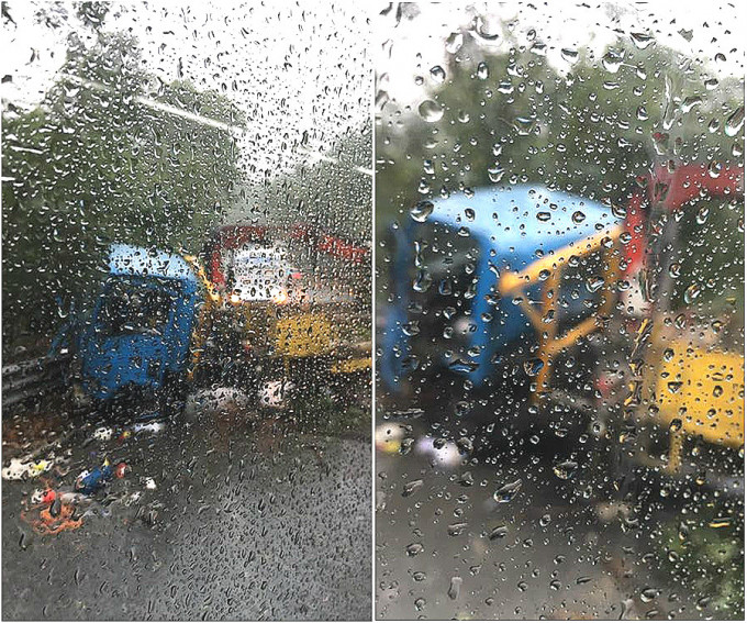 东涌道工程车雨中失事。网民Trisha Yung‎ 图片