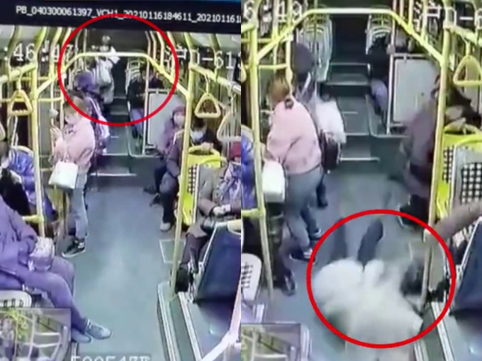 上海一名38岁女乘客因巴士急刹车摔倒不治身亡。