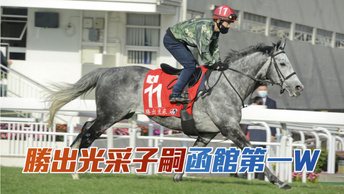 上周六Pseudotachylite在函館競馬場一場草地千二米兩歲未勝利馬匹勝出，成為首匹勝出的「勝出光采」(圖) 的子嗣。