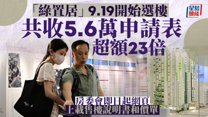 綠置居2023│申請人9.19起選樓 房委會即日網頁上載售樓說明書和價單