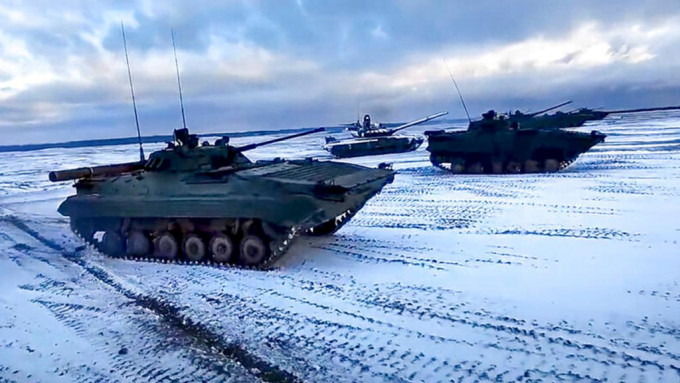 俄罗斯军队于乌克兰边境集结。AP图片