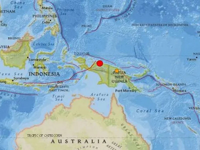印尼東部巴布亞省20日發生規模6.3地震。（網圖）