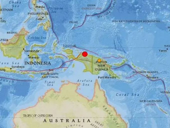 印尼东部巴布亚省20日发生规模6.3地震。（网图）